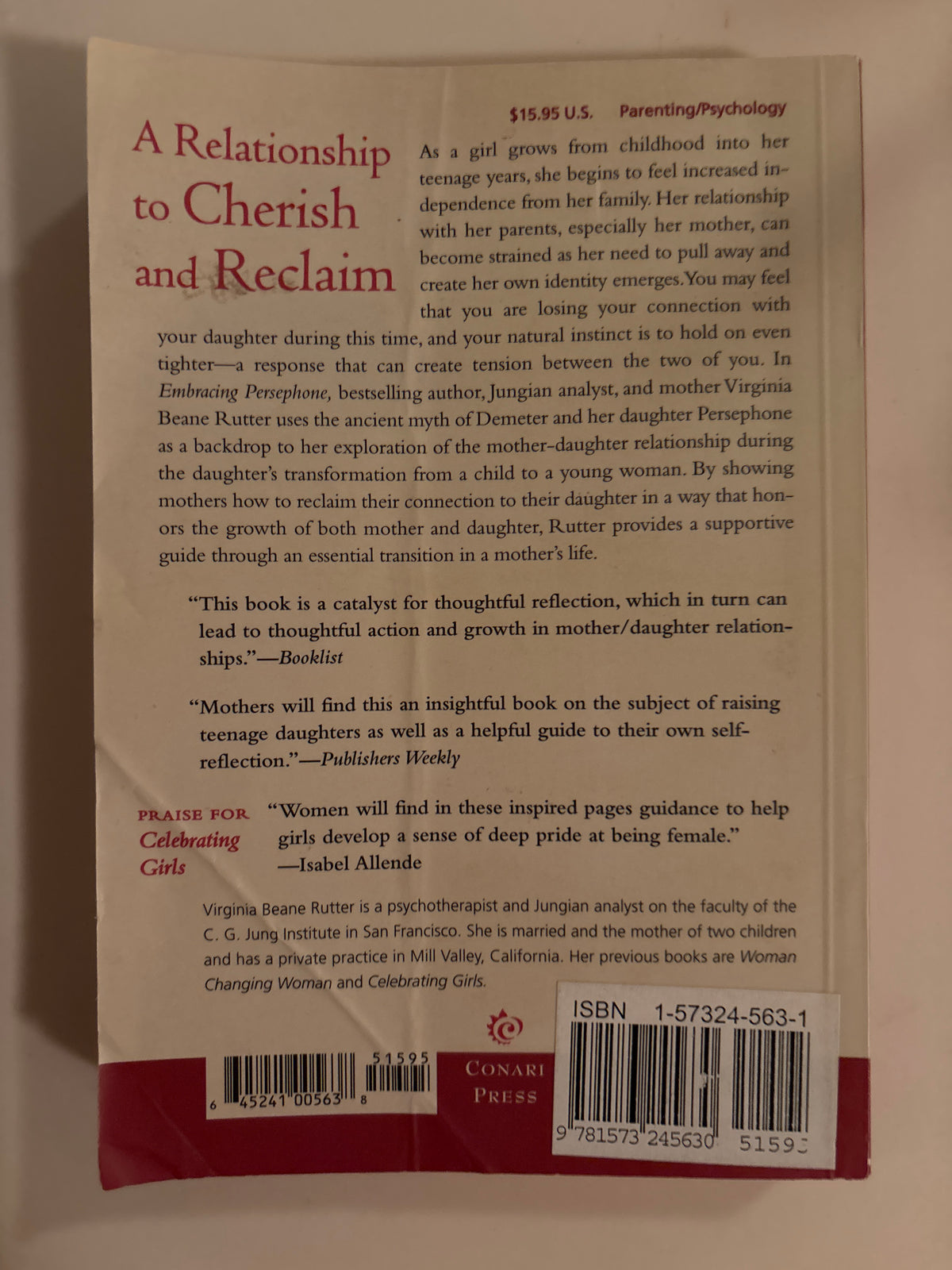 Embracing Persephone: How to Be the Mother You Want for the Daughter You Cherish by Virginia Beane Rutter