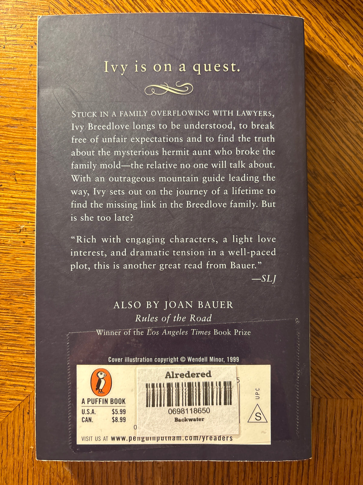 Backwater (Novel) by Joan Bauer